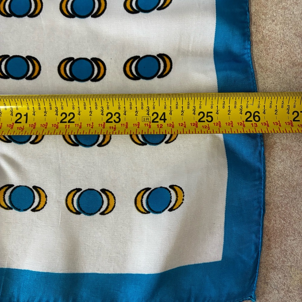 White With Yellow Moons & Blue Suns Patterned Square Scarf - Picture 6 of 8